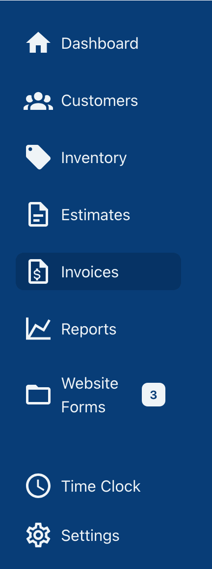 YourBiz main navigation with Invoices highlighted